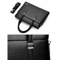 Men's Faux Leather Business Briefcase with Detachable Shoulder Strap Professional Laptop Bag for Office and Travel Black Brown
