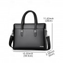 Men's Faux Leather Business Briefcase with Detachable Shoulder Strap Professional Laptop Bag for Office and Travel Black Brown