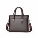 Men's Faux Leather Business Briefcase with Detachable Shoulder Strap Professional Laptop Bag for Office and Travel Black Brown