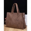 Men's Large Faux Leather Tote Bag Stylish Business Shoulder Bag, Casual Work Handbag, Versatile Travel Shopper for Office & Daily Use
