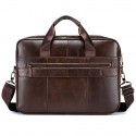 Premium Brown Leather Briefcase - Elegant Business Laptop Bag with Multiple Pockets, Durable for Professional Use and Travel