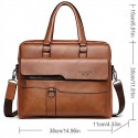 Men's Briefcase Laptop Bag PU Leather Office Daily Zipper Tiered Anti-Dust Solid Color Dark Brown Black Brown