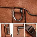 Men's Briefcase Laptop Bag PU Leather Office Daily Zipper Tiered Anti-Dust Solid Color Dark Brown Black Brown
