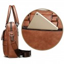 Men's Briefcase Laptop Bag PU Leather Office Daily Zipper Tiered Anti-Dust Solid Color Dark Brown Black Brown