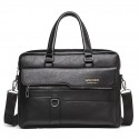 Men's Briefcase Laptop Bag PU Leather Office Daily Zipper Tiered Anti-Dust Solid Color Dark Brown Black Brown