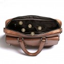 Men's Briefcase Laptop Bag PU Leather Office Daily Zipper Tiered Anti-Dust Solid Color Dark Brown Black Brown