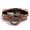 Men's Briefcase Laptop Bag PU Leather Office Daily Zipper Tiered Anti-Dust Solid Color Dark Brown Black Brown