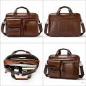 Men's Shoulder Bag Briefcase Laptop Bag Messenger Bag Cowhide Office Zipper Adjustable Large Capacity Durable Solid Color Black