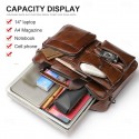 Men's Shoulder Bag Briefcase Laptop Bag Messenger Bag Cowhide Office Zipper Adjustable Large Capacity Durable Solid Color Black