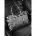 Men's Black Leather Tote Briefcase - Large Business Tote with Top Handle and Laptop Compartment, Professional Office Bag for Work and Meetings