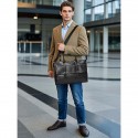 Men's Black Leather Tote Briefcase - Large Business Tote with Top Handle and Laptop Compartment, Professional Office Bag for Work and Meetings