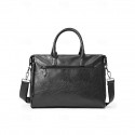 Men's Black Leather Tote Briefcase - Large Business Tote with Top Handle and Laptop Compartment, Professional Office Bag for Work and Meetings
