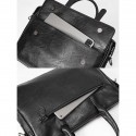 Men's Black Leather Tote Briefcase - Large Business Tote with Top Handle and Laptop Compartment, Professional Office Bag for Work and Meetings