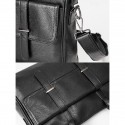 Men's Black Leather Tote Briefcase - Large Business Tote with Top Handle and Laptop Compartment, Professional Office Bag for Work and Meetings
