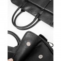 Men's Black Leather Tote Briefcase - Large Business Tote with Top Handle and Laptop Compartment, Professional Office Bag for Work and Meetings