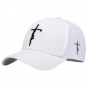 Men's Baseball Cap Sun Hat Trucker Hat White Black White Acrylic / Cotton Embroidered Fashion Casual Daily Festival Cross Faith Adjustable Sunscreen Breathable
