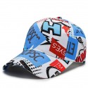 Men's Baseball Cap Sun Hat Poker Hat White Blue Polyester Travel Hip Hop Beach Outdoor Vacation Hip-hop Graffiti Adjustable