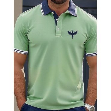 Men's Eagle Polo Short Sleeve Polo Shirts Collared Shirts Business Casual School Outdoor Daily Wear 3D Print Summer Dark Pink Blue Green