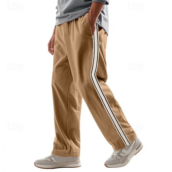 Men's Athletic Pants Sweatpants Corduroy Pants Trousers Pocket Drawstring Elastic Waist Color Block Comfort Sports Outdoor Daily Fashion Casual Black Army Green Micro-elastic