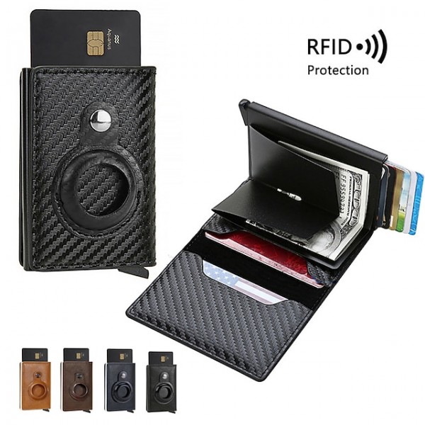 Men's RFID-Blocking Carbon Fiber Wallet with Card Holder & Airtag Ring Sleek, Secure, and Stylish for Daily Use and Travel
