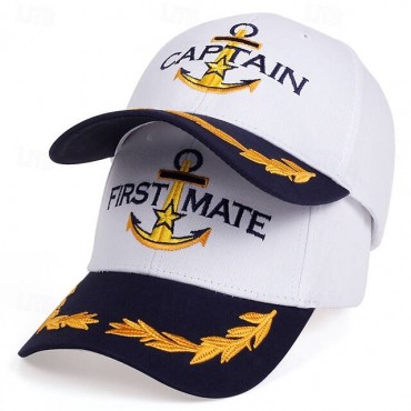 Men's Baseball Cap Sun Hat Trucker Hat White Black White Cotton / Polyester Blend Embroidered Fashion Casual Daily Letter Anchor Adjustable Sunscreen Breathable