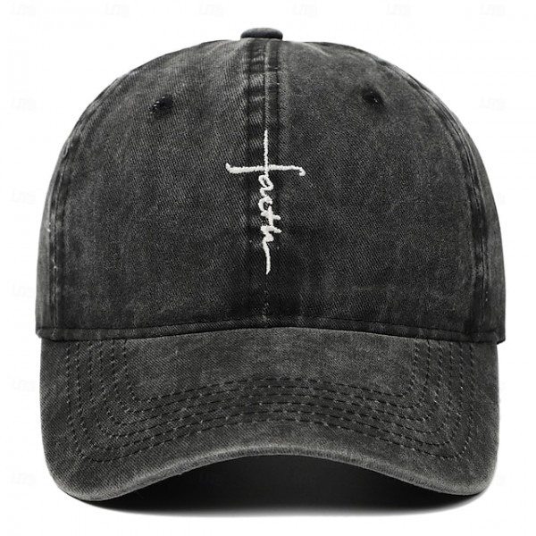 Men's Baseball Cap Sun Hat Black Wine Polyester Faith Letter Travel Beach Vacation Casual Plain Adjustable Fashion