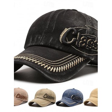 Men's Baseball Cap Sun Hat Trucker Hat Black Blue Cotton Embroidered Fashion Casual Street Daily Letter Adjustable Sunscreen Breathable